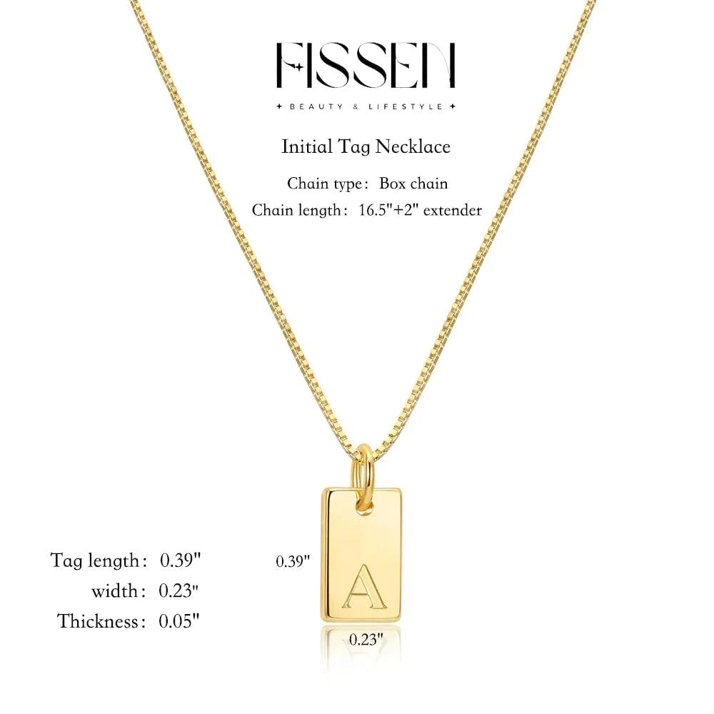 Initial Necklaces for Women 14K Gold Plated Letter Necklace Dainty Gold Name Necklace Personalized Initial Tag Pendant Necklace for Women Trendy Gold Jewelry D - Evallys.com # #