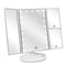 deweisn Floor Mount Tri-Fold Lighted Vanity Mirror with 21 LED Lights, Touch Screen and 3X/2X/1X Magnification, Two Power Supply Modes Make Up Mirror,Travel Mirror White - Evallys.com # #