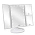 deweisn Floor Mount Tri-Fold Lighted Vanity Mirror with 21 LED Lights, Touch Screen and 3X/2X/1X Magnification, Two Power Supply Modes Make Up Mirror,Travel Mirror White - Evallys.com # #