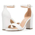 COASIS Women's Chunky Block Heels Open Toe Ankle Strap 3.5 Inch Heeled Sandals 8 White - Evallys.com # #