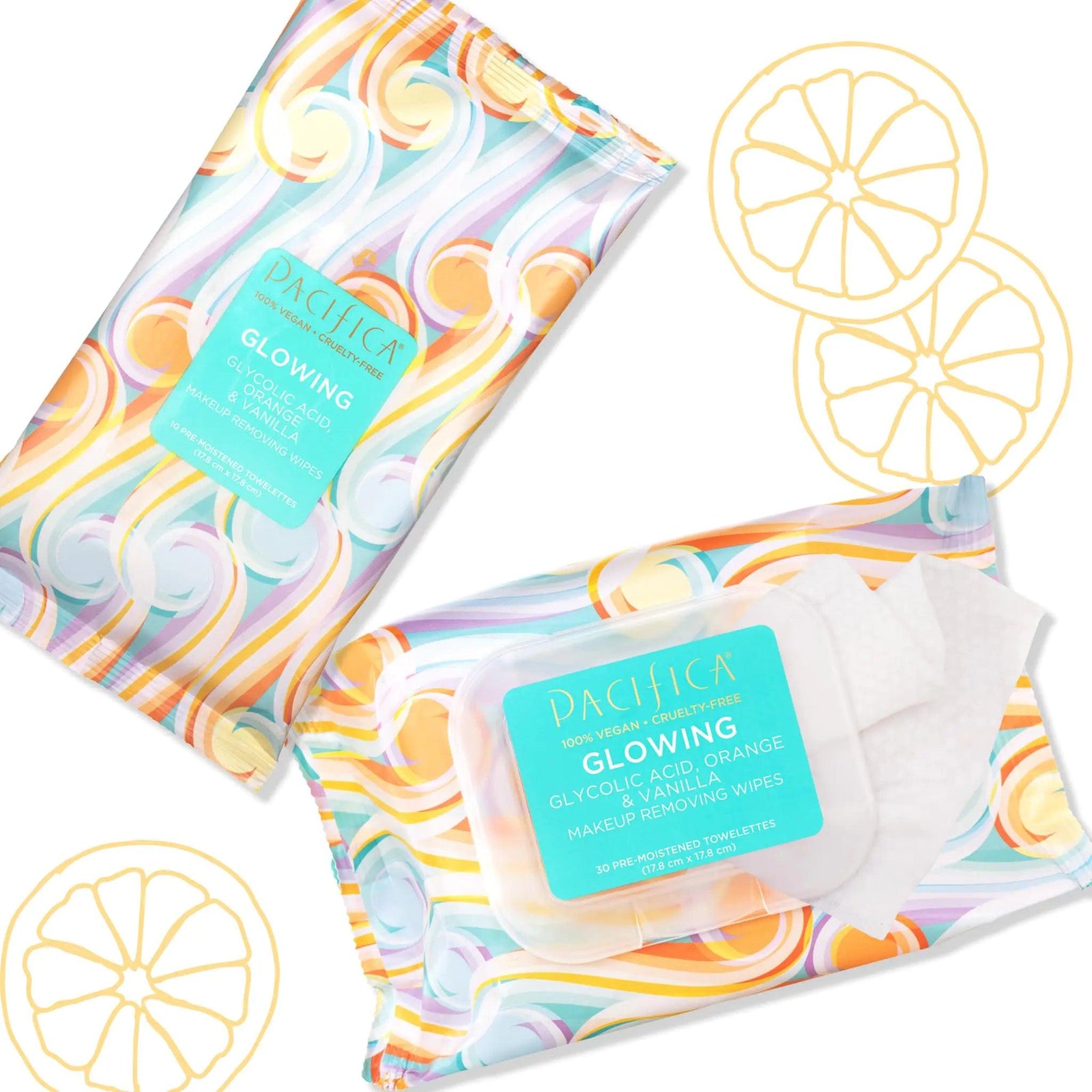 Pacifica Beauty Glowing Glycolic Acid, Orange & Vanilla Makeup Remover Wipes, Designed To Create Glowing Skin, Vegan & Cruelty-Free, 30 Wipes 30 Count (Pack of 1) - Evallys.com # #