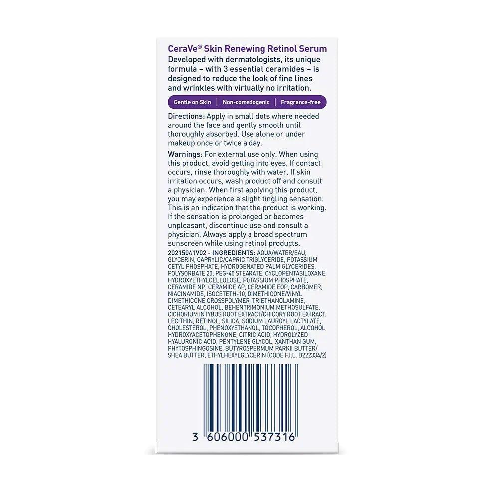 CeraVe Anti Aging Retinol Serum | Cream Serum for Smoothing Fine Lines and Skin Brightening | With Retinol, Hyaluronic Acid, Niacinamide, and Ceramides | 1 Ounce - Evallys.com # #