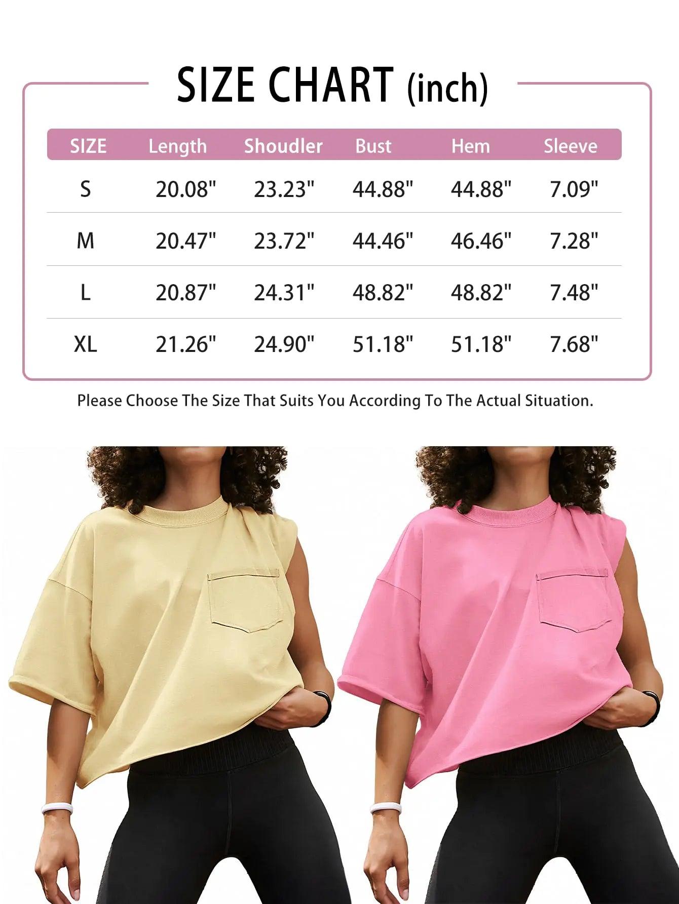 ATHMILE Womens Oversized T-Shirts Short Sleeve Workout Crop Tops Casual Drop Shoulder Boxy Roll Hem Basic Loose Tees Medium Lightkhaki - Evallys.com # #