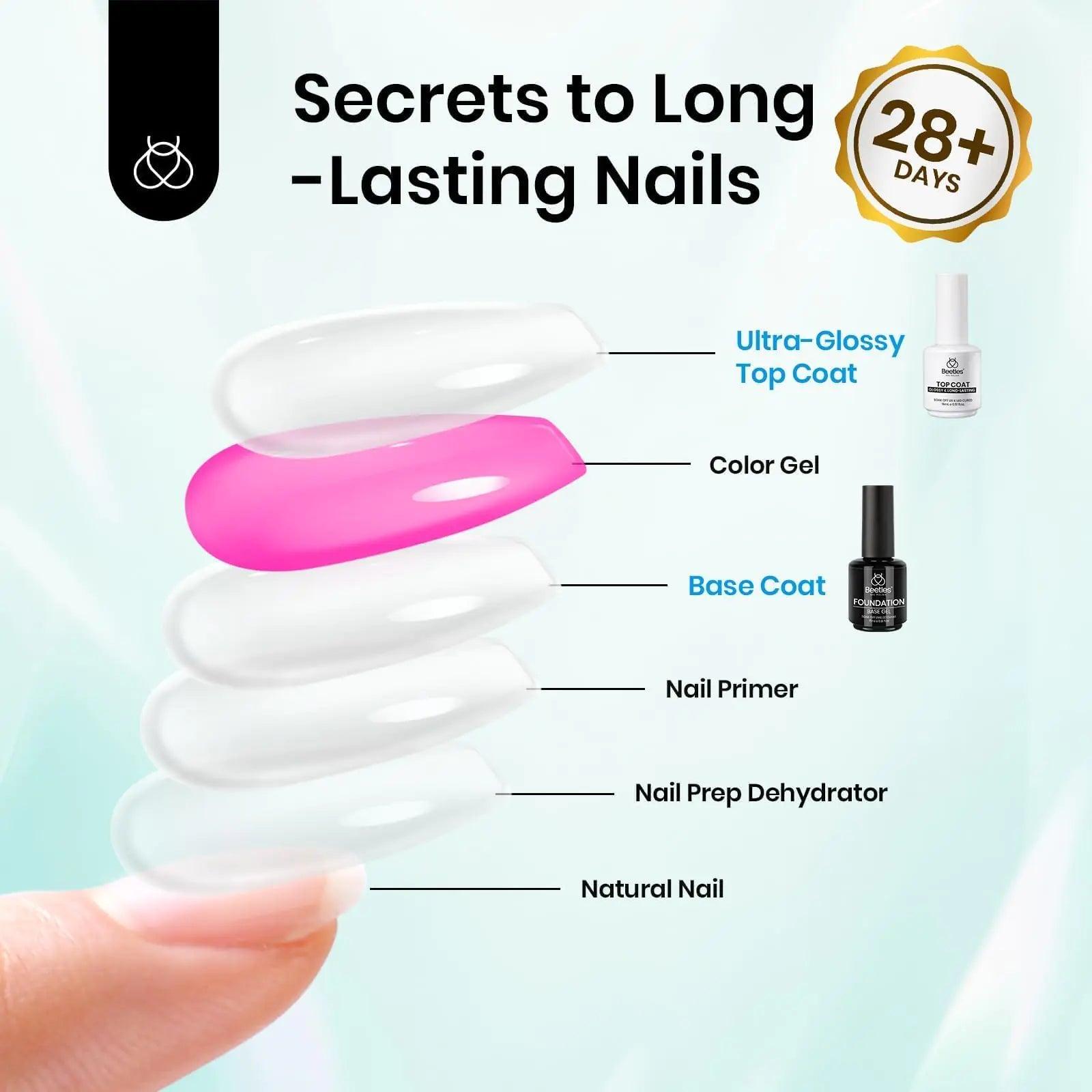 Beetles Gel Base and Top Coat,2 Pcs 15ml Upgrade Super Shiny Gel Top Coat and Base Coat Set,Glossy and Long-Lasting Gel Polish,Soak Off Nail Lamp Foundation Combination Gel Polish Base and Top Coat - Evallys.com # #