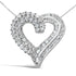 .925 Sterling Silver 1.0 Cttw Prong & Channel-Set Diamond Open work Ribbon Heart Pendant 18" Necklace (I-J Color, I3 Clarity) - Evallys.com # #