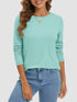 ATHMILE Womens Long Sleeve Round Neck Shirts Basic Tee Casual Top Fall Trendy Tunic Outfits Fitted T Shirts X-Large Lake Green - Evallys.com # #