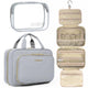 BAGSMART Toiletry Bag Hanging Travel Makeup Organizer with TSA Approved Transparent Cosmetic Bag Makeup Bag for Full Sized Toiletries, Medium-Grey Standard Grey - Evallys.com