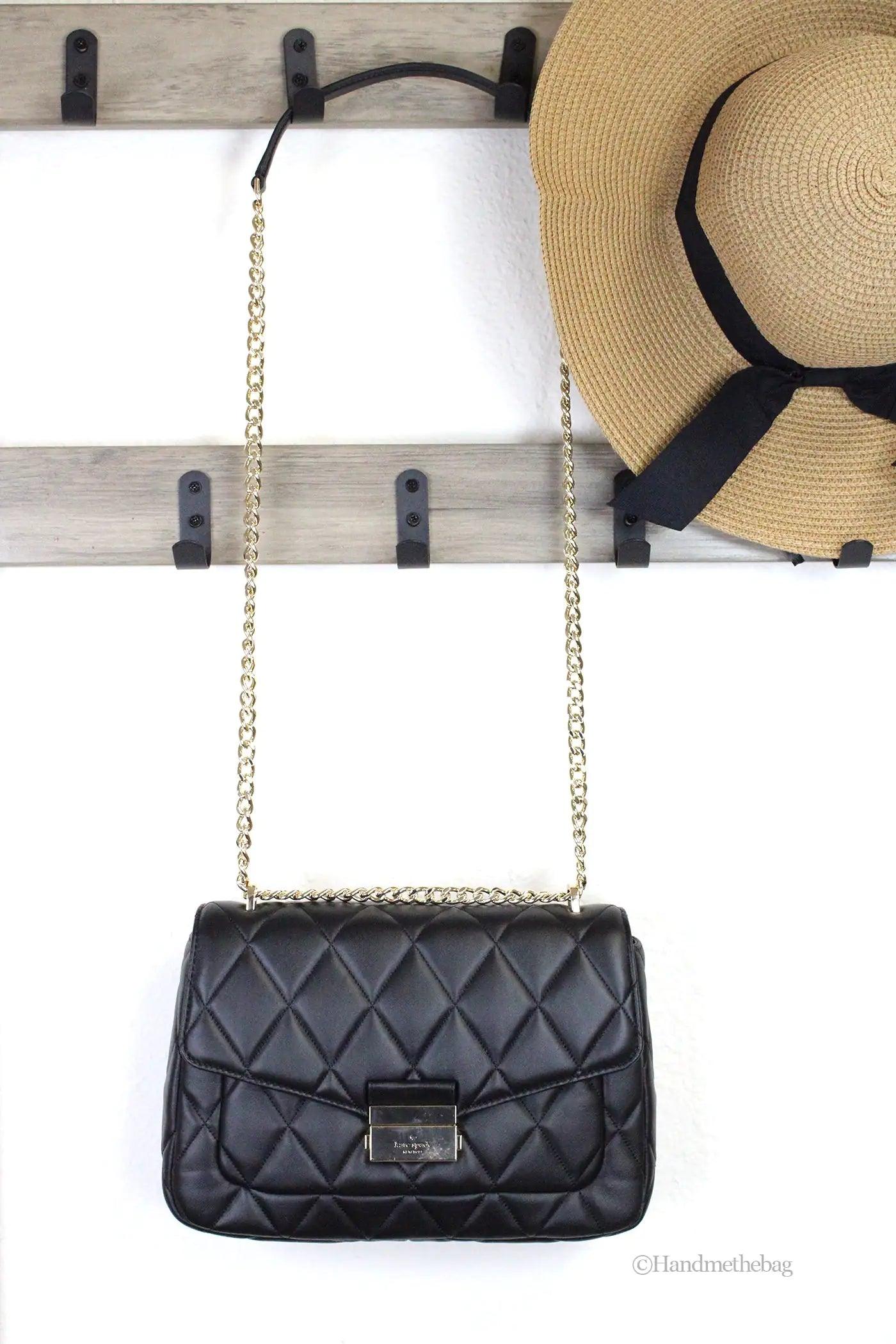 Kate Spade Carey Medium Black Quilted Flap Shoulder Bag - Evallys.com # #