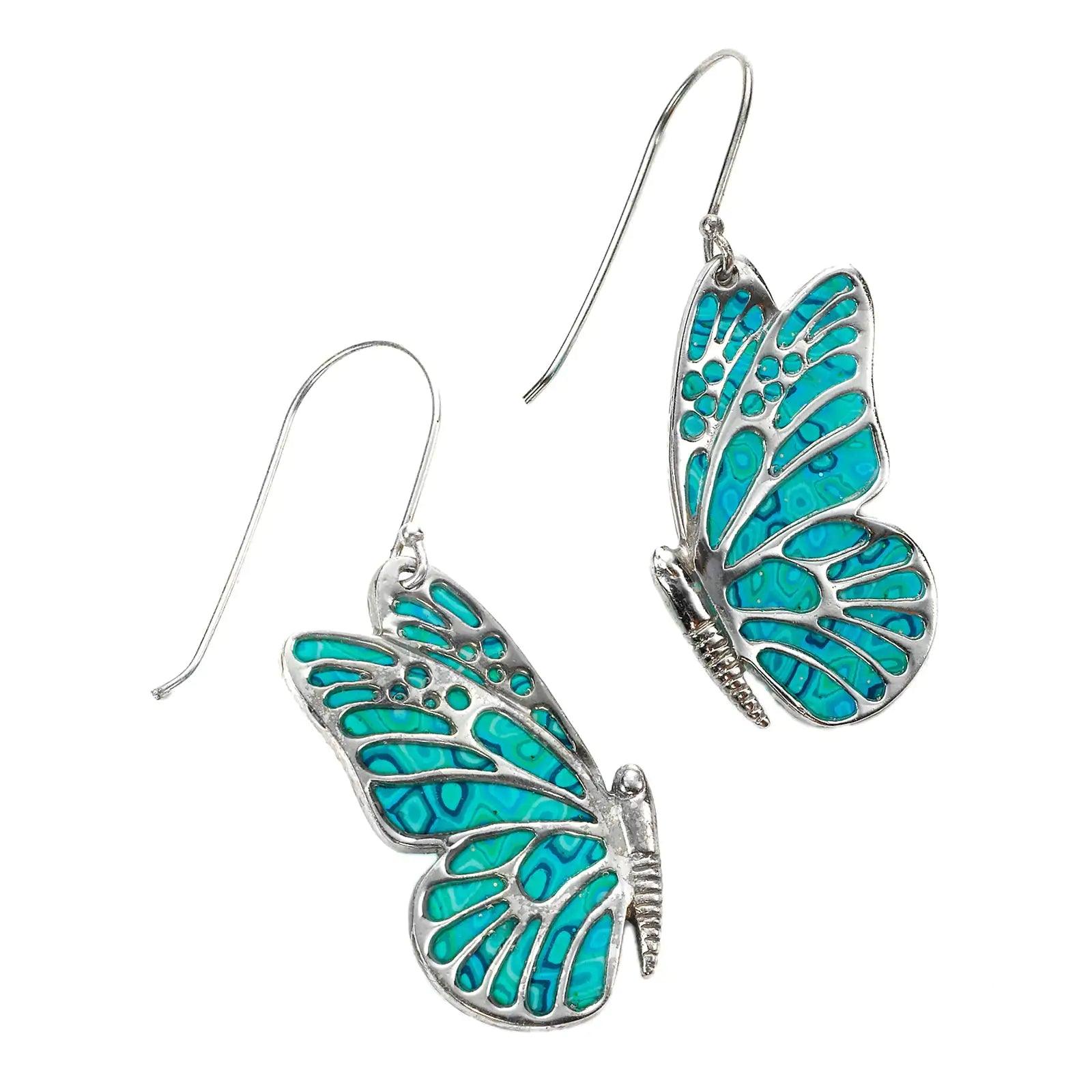 925 Sterling Silver Butterfly Dangle Earrings - Evallys.com # #