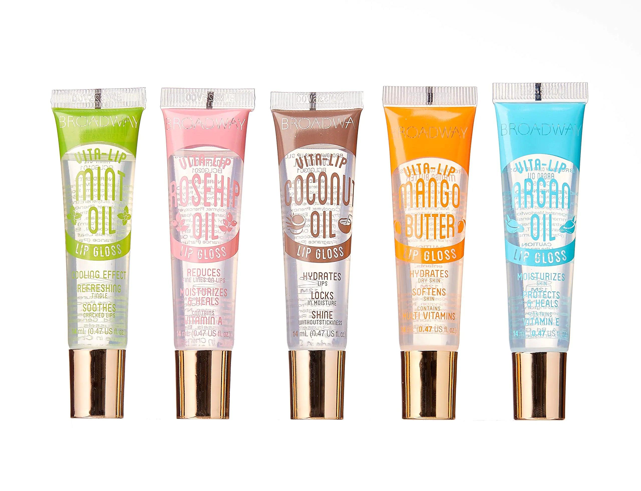 Broadway Vita-Lip Clear Lip Gloss 0.47oz/14ml (5PCS Mint & Coconut & Rosehip & Mango Butter & Argan Oil) (5 PCS SET) - Evallys.com # #