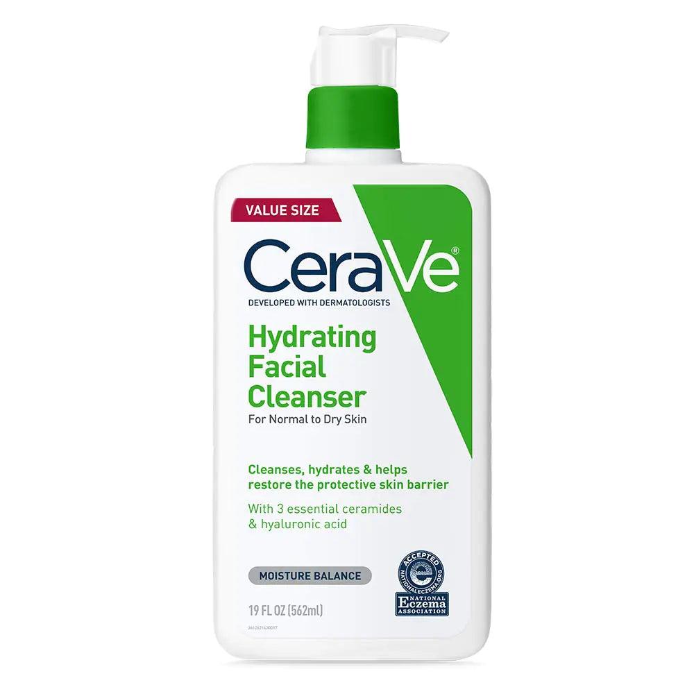 CeraVe Hydrating Facial Cleanser | Moisturizing Face Wash For Dry Skin | Hyaluronic Acid + Ceramides + Glycerin | Hydrating Cleanser For Normal To Dry Skin | National Eczema Assosiation Certified - Evallys.com # #