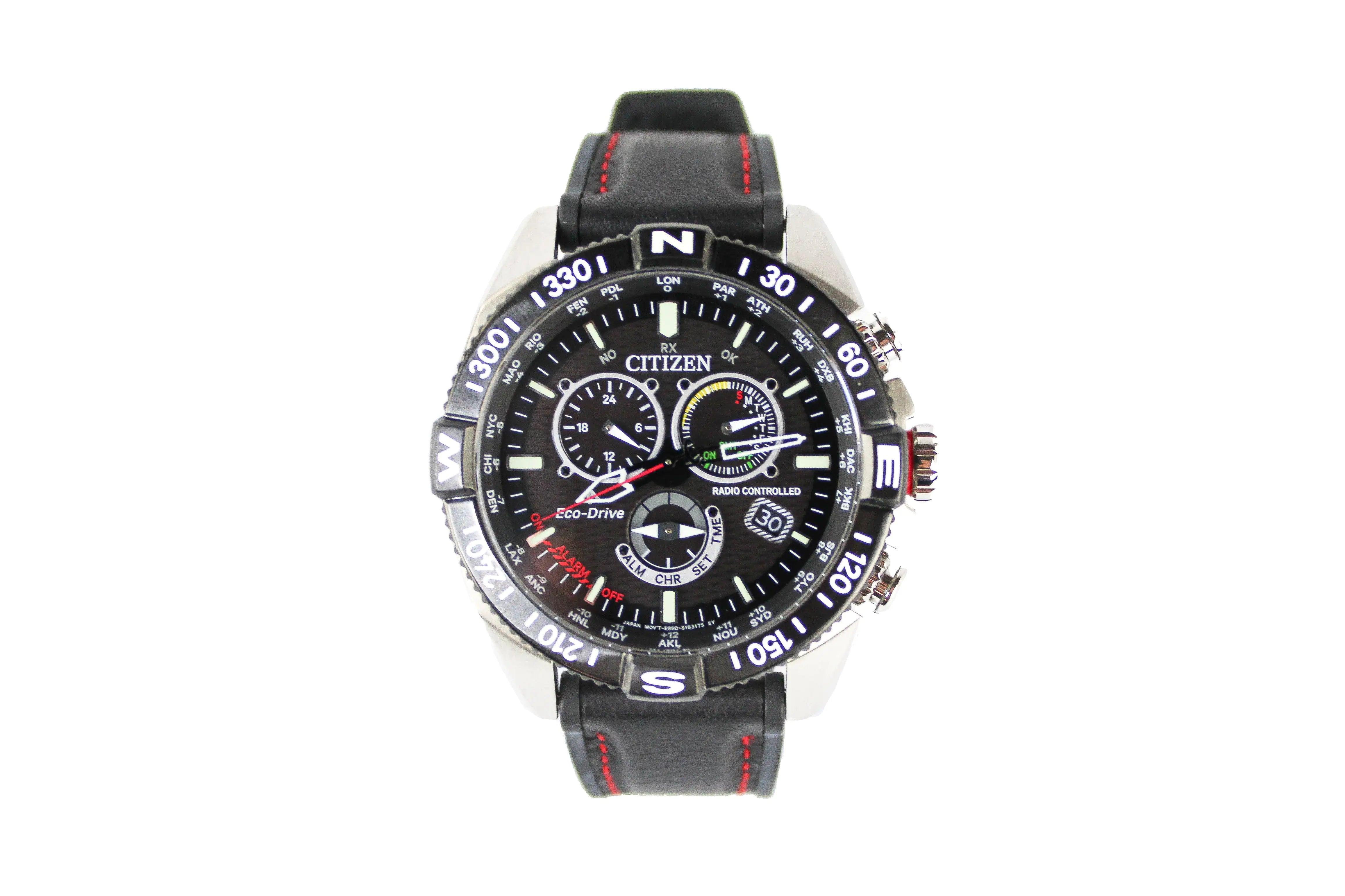 Citizen (CB5841-05E) Promaster Navihawk A-T Eco-Drive Black & Red Wrist Watch - Evallys.com # #