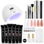 GAOY Poly Gel Nail Kit with U V Light Starter Kit, 6 Colors Nude Pink Black Builder Gel Nail Extension Kit for Beginners with Everything Nail Art DIY at Home Set C - Evallys.com # #