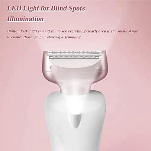 Electric Shaver for Women for Legs Bikini Trimmer Electric Razors for Women Underarm Public Hairs Rechargeable Womens Shaver Wet Dry Use Painless Cordless with Detachable Head (Pink) - Evallys.com