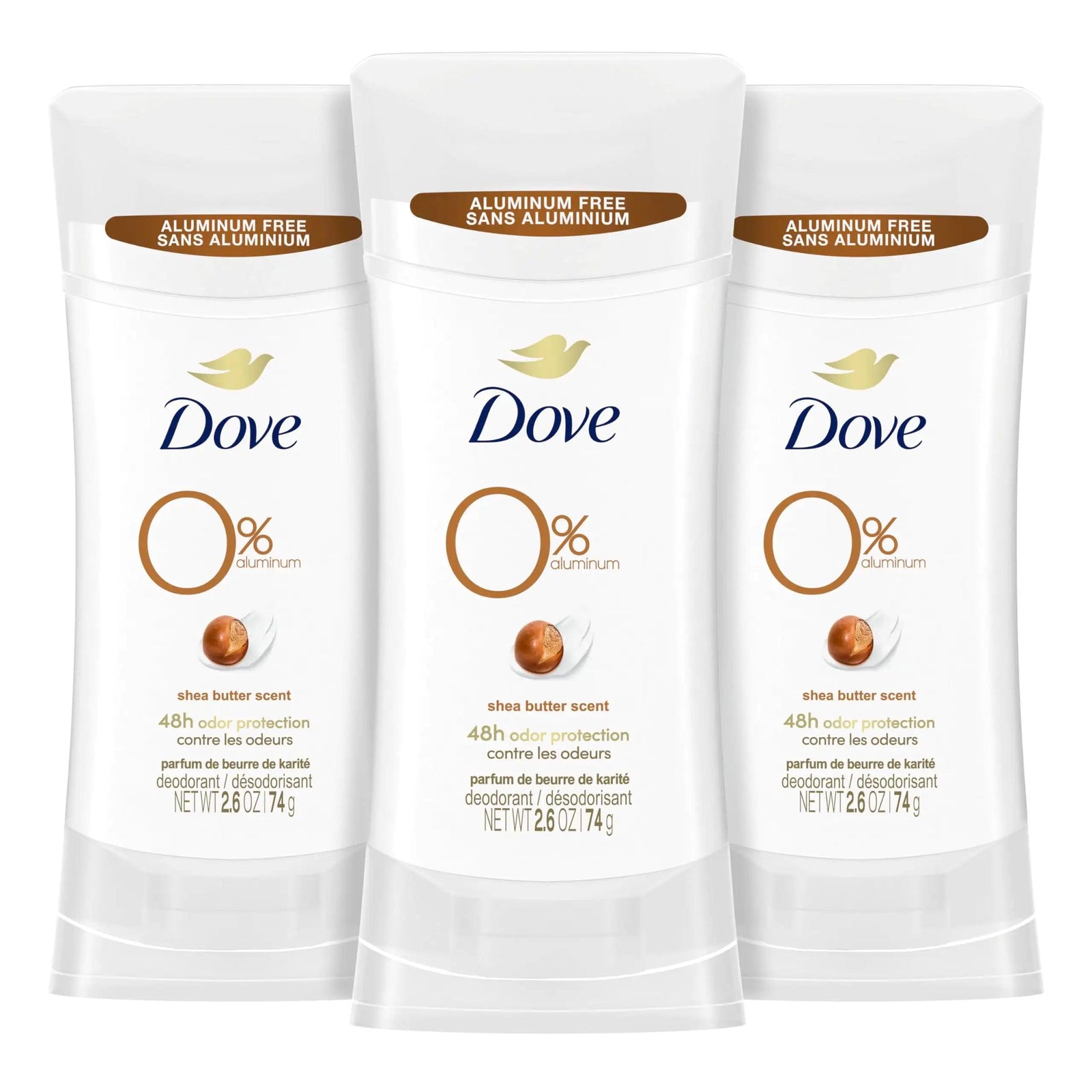 Dove Deodorant Stick Shea Butter 3 Count Non-irritating Deodorant for Underarm Care Kindest Aluminum Free Deodorant 2.6 oz Earthy 7.8 Ounce (Pack of 1) - Evallys.com # #