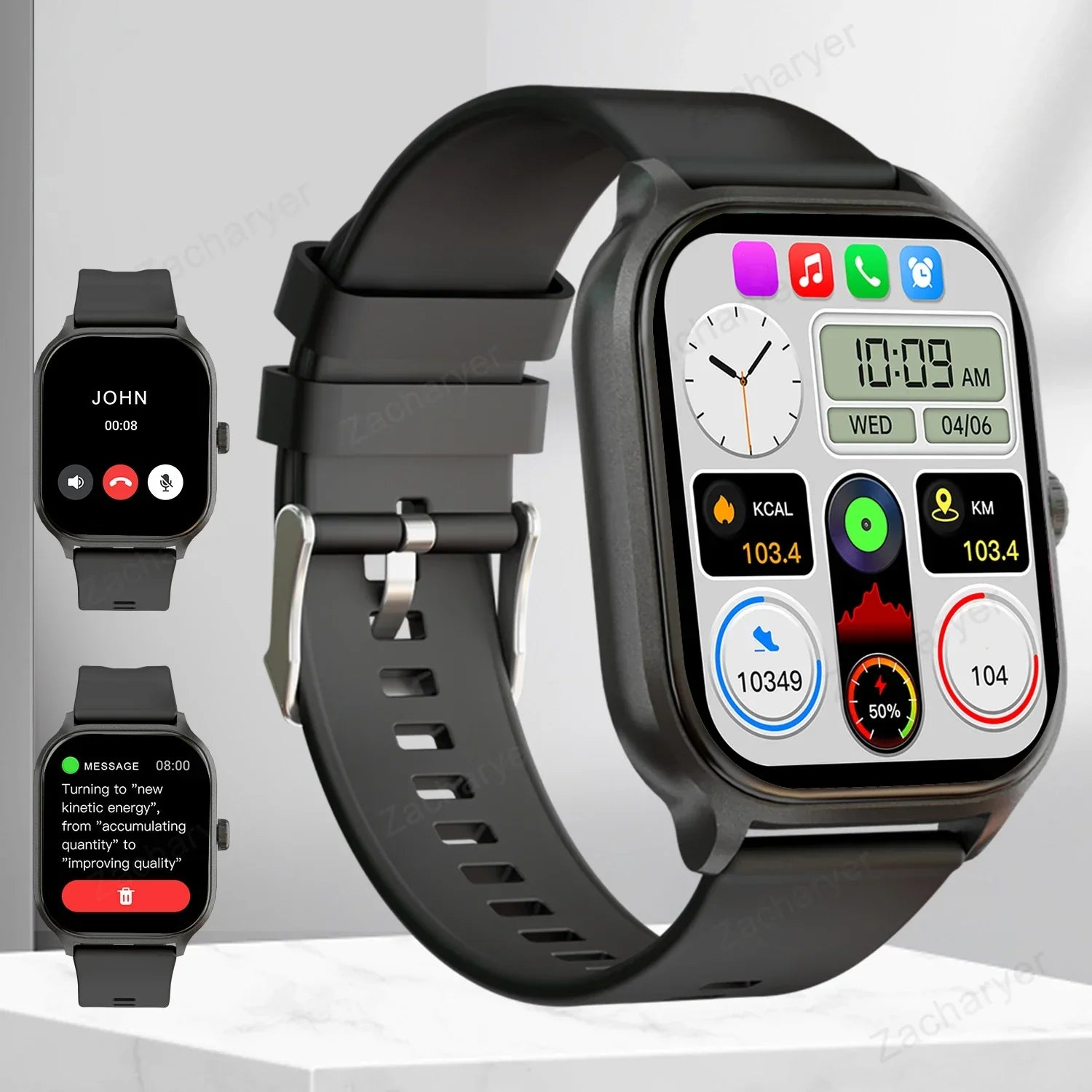 LOMAXFR Smart Watch

Wireless Calling Smartwatch

Multi-Sport Mode Smart Watch

iPhone & Android Compatible Watch

Heart Rate & SpO₂ Monitor Watch

SMS and Call Reminder Smart Watch

Fitness Tracker Smartwatch

Square Screen Bluetooth Watch