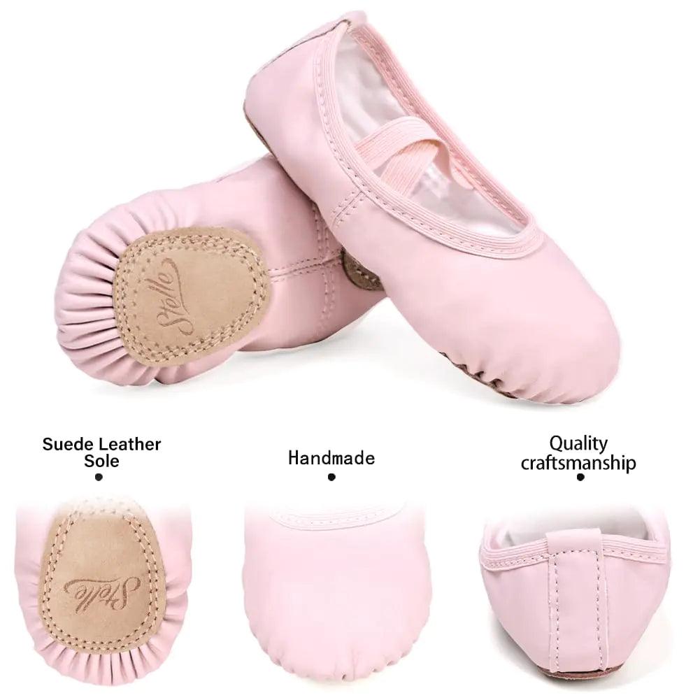 Stelle Ballet Shoes for Girls Toddler Ballet Slippers Soft Leather Boys Dance Shoes for Toddler/Little Kid/Big Kid 9 Toddler Pink - Evallys.com # #