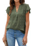 Blooming Jelly Womens White Blouse V Neck Ruffle Sleeve Flowy Shirts Dressy Casual Cute Summer Tops Medium Army Green - Evallys.com # #