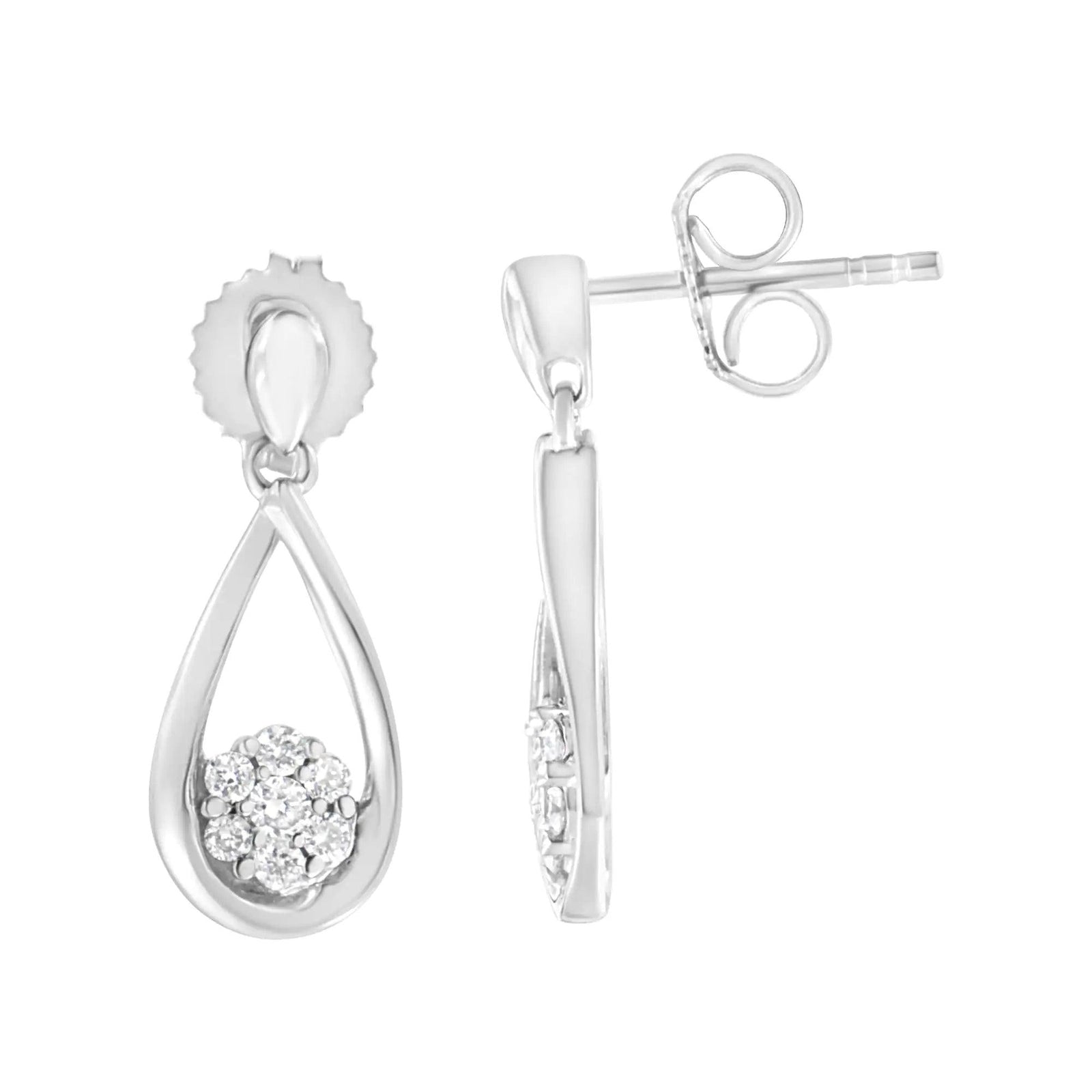 .925 Sterling Silver 1/3 cttw Lab Grown Diamond Drop Earring (F-G Color, VS2-SI1 Clarity) - Evallys.com # #