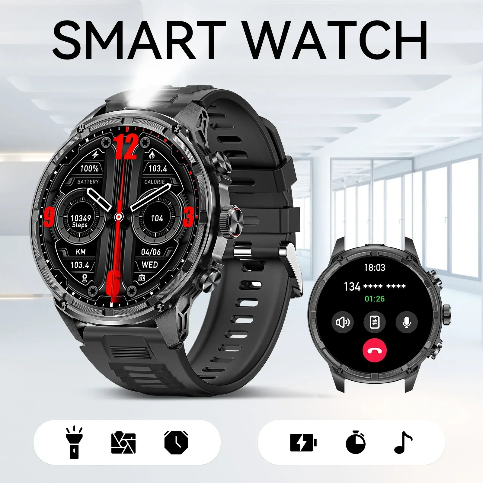 LaNikar Military Smart Watch

Rugged Smart Watch for Men

1.85 Inch HD Smartwatch

710mAh Battery Smartwatch

100+ Sports Modes Watch

Heart Rate & Sleep Monitor

Tactical Fitness Smartwatch

Outdoor Smart Watch for Men