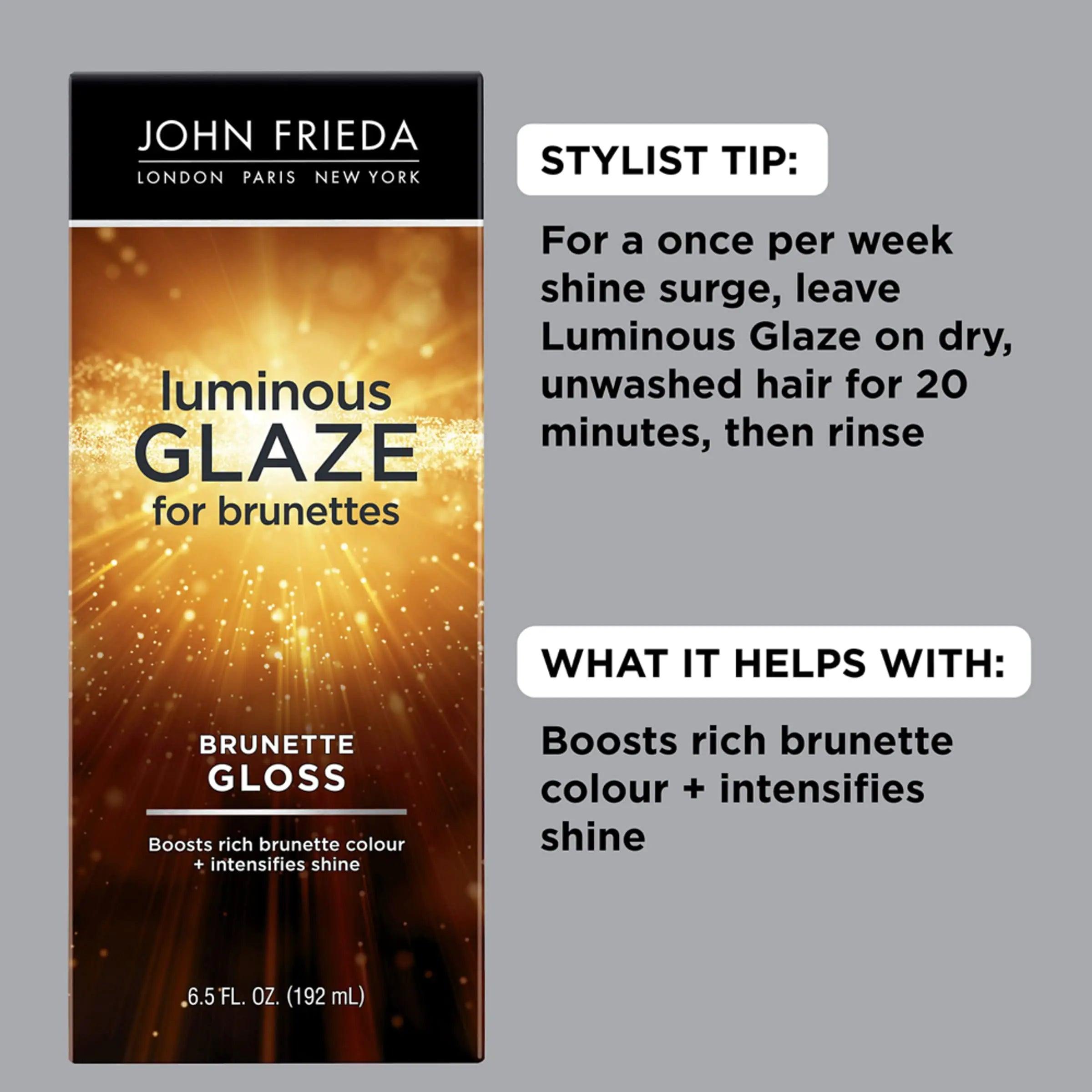 John Frieda Brilliant Brunette Luminous Glaze, Colour Enhancing Glaze, Designed to Fill Damaged Areas for Smooth, Glossy Brown Color, 6.5 Ounce (Packaging May Vary) Brunette Gloss 6.5 Ounce (Pack of 1) - Evallys.com # #