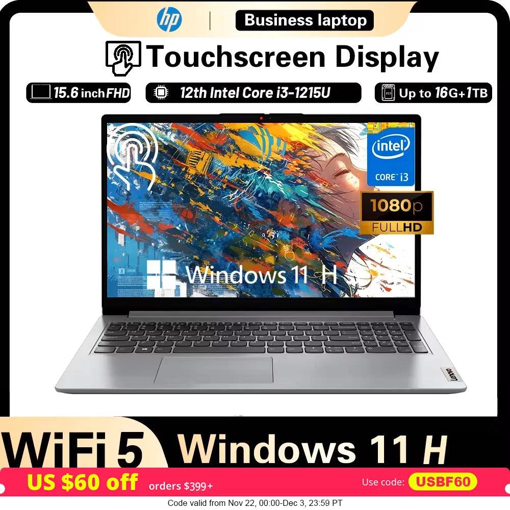 Lenovo Ideapad 1i 15.6" Touch Laptop, Intel Core i3-1215U, 15.6'' FHD Touchscreen Display, 16GB RAM, 512GB SSD, Intel Graphics - Evallys.com