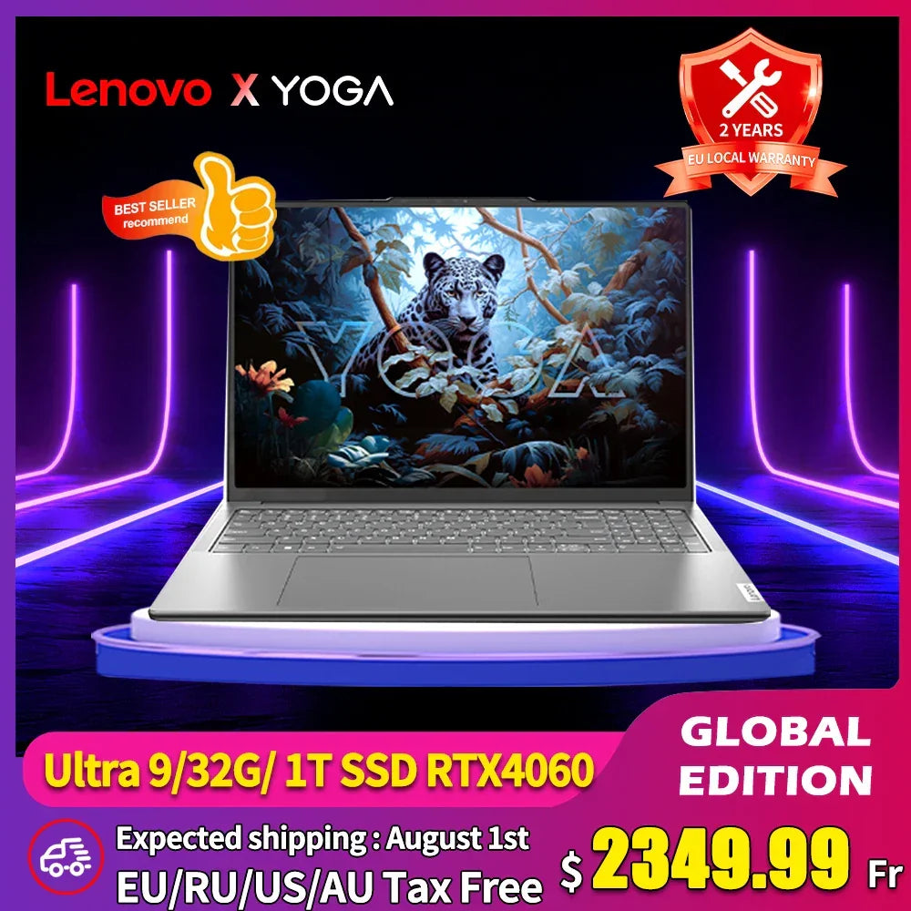 2024 Lenovo YOGA Pro 16s AI Laptop Intel Ultra 9 185H 32GB 1TB SSD RTX 4060 8G GPU 16 inch 165Hz 100% P3 Screen Notebook New PC - Evallys.com