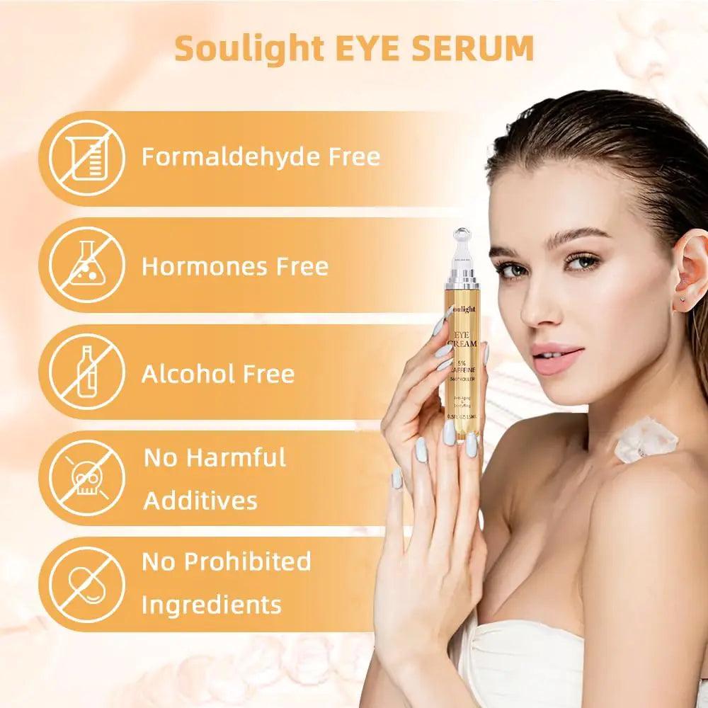 5% Caffeine Eye Serum Anti Aging, Eye Cream Reduce Dark Circles, Puffiness, Fine Lines, Wrinkles, Hyaluronic Acid Niacinamide Eye Moisturizer with 360° Massage Ball, Eye Balm for Men& Women - Evallys.com # #