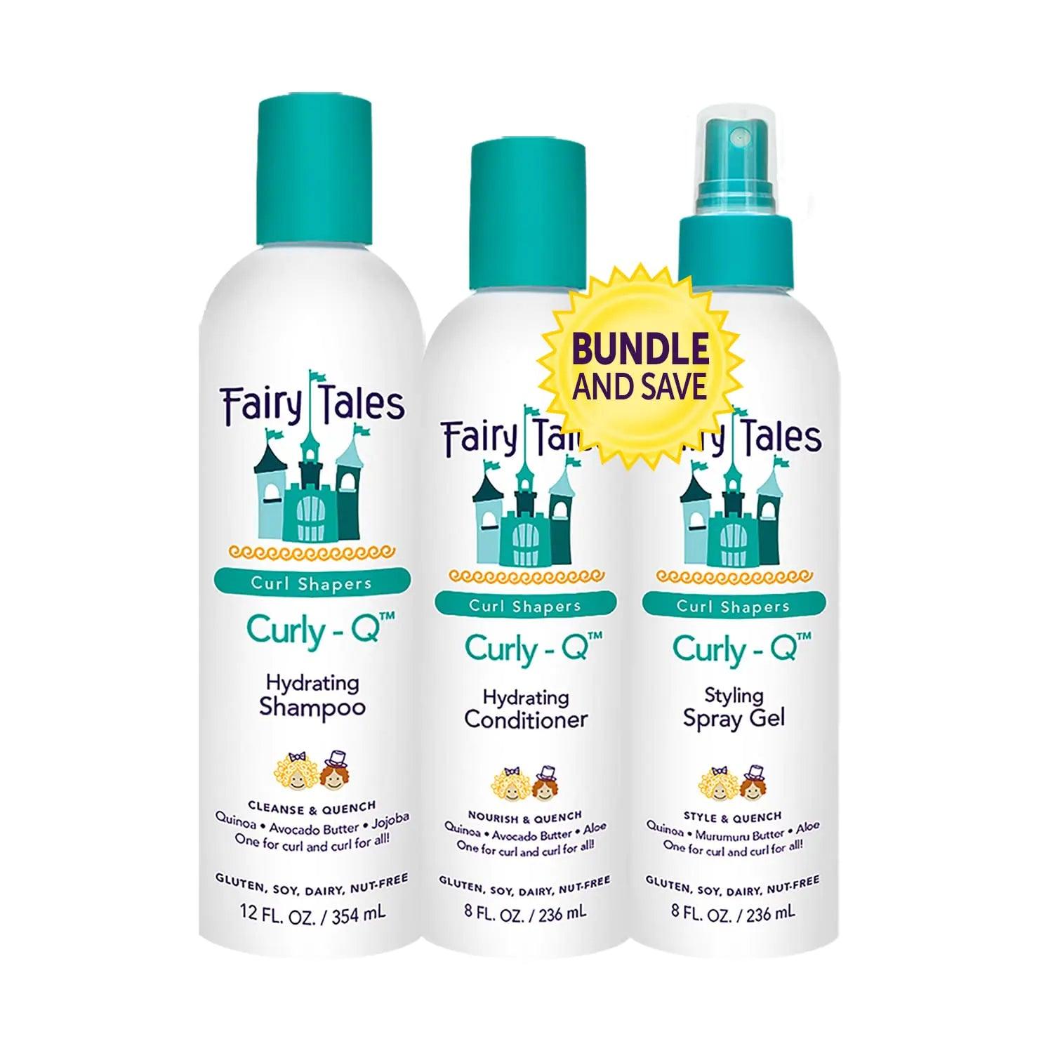 Fairy Tales Curly Q Shampoo & Conditioner Kit for Curly Hair - Hydrates, Detangles, Defines Curls, Tames Frizz -free from Phthalate , Paraben & Sulfate - 3 Travel Size Items 0.33 Fl Oz (Pack of 3) Shampoo + Conditioner + Spray - Evallys.com # #