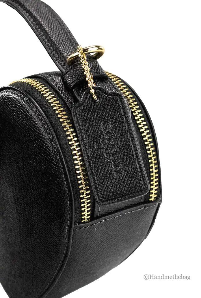 Coach Heart Small Black Crossgrain Leather Crossbody Handbag Purse - Evallys.com # #