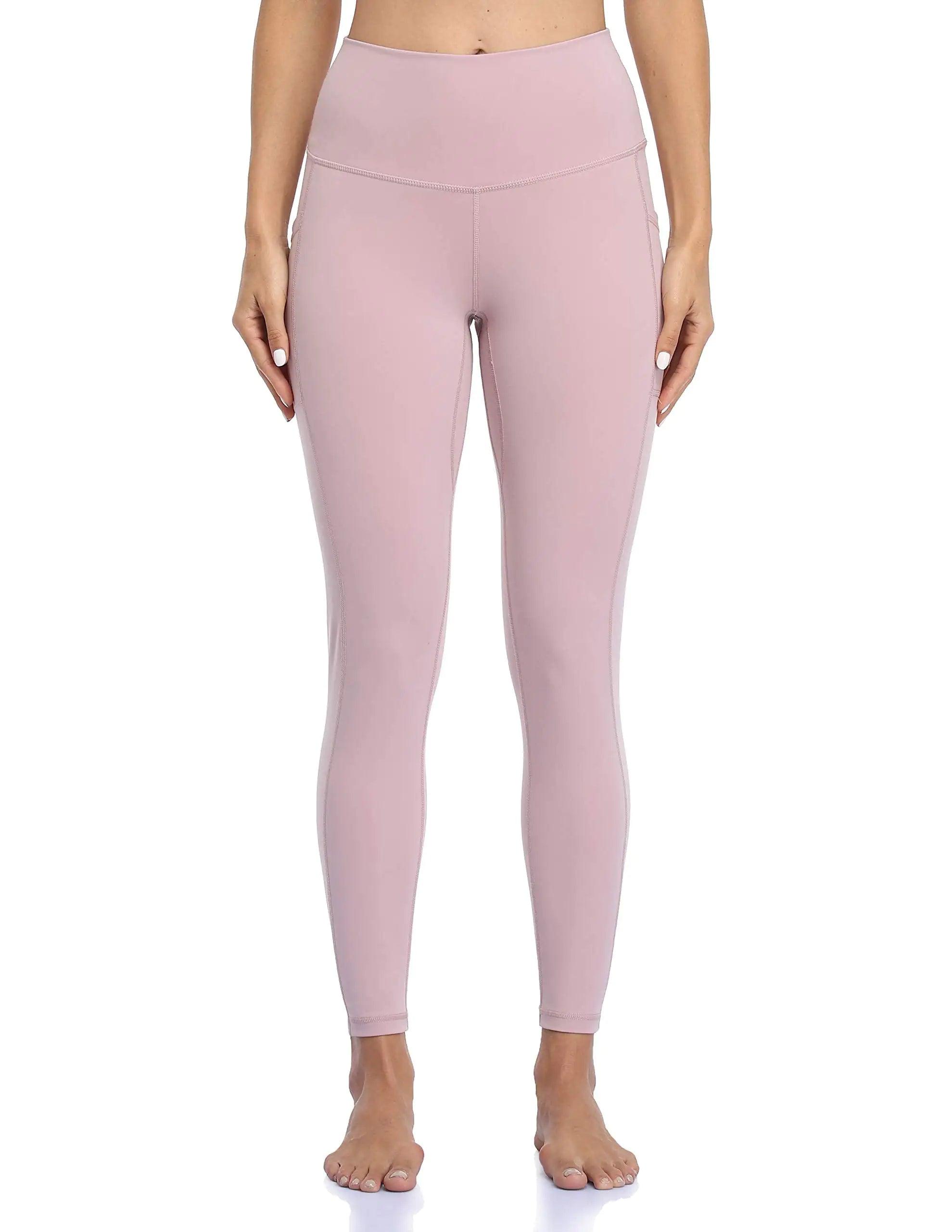 Colorfulkoala Women's High Waisted Yoga Pants 7/8 Length Leggings with Pockets Pink Suede Small - Evallys.com # #