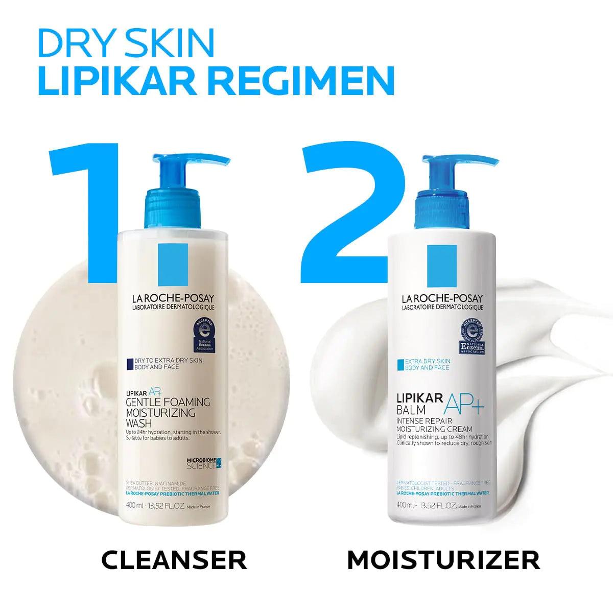 La Roche-Posay Lipikar AP+ Gentle Foaming Moisturizing Wash | Shea Butter + Niacinamide + Glycerin | Moisturizing Body Wash & Face Wash For Dry Skin | National Eczema Association Accepted | Soap Free - Evallys.com # #