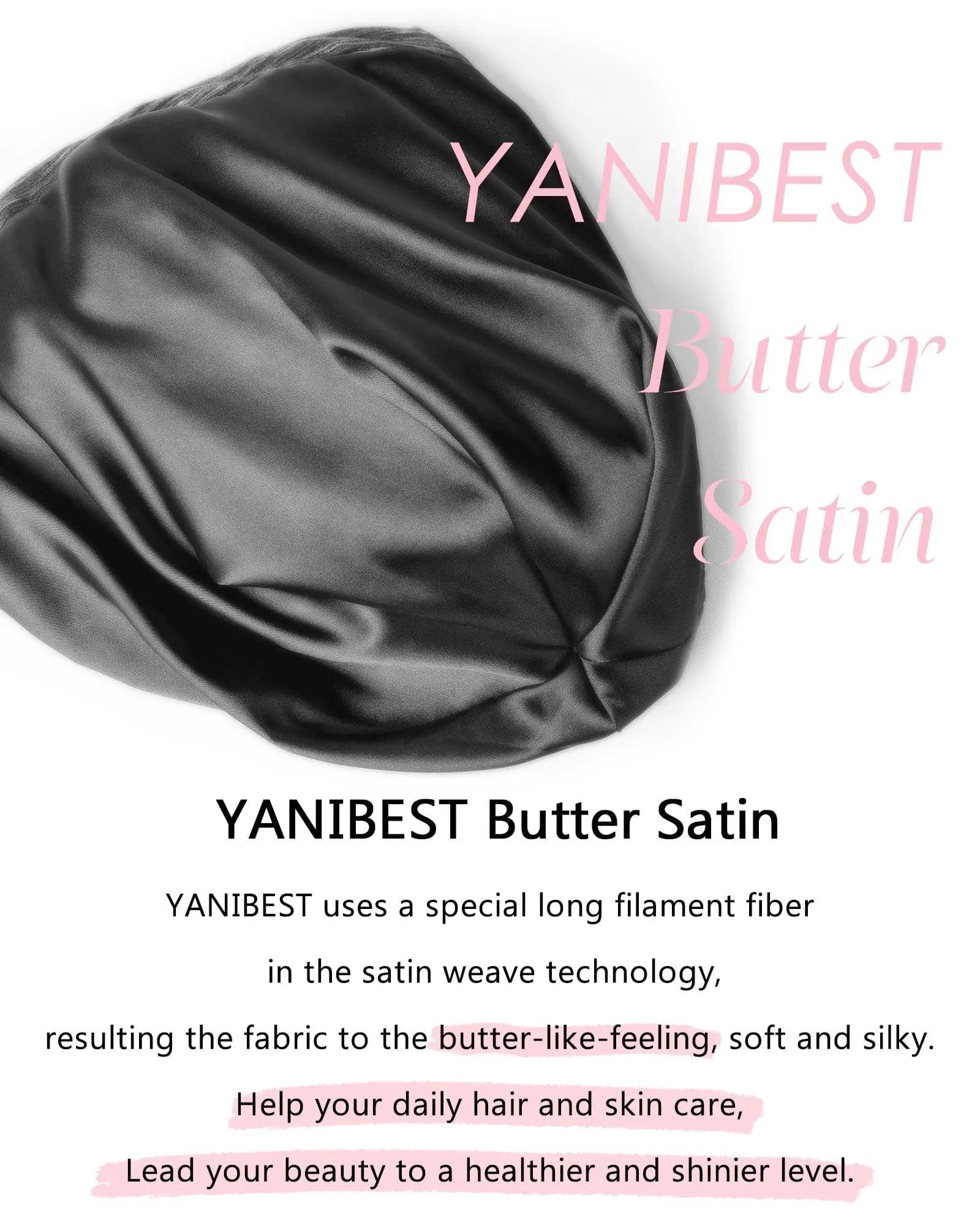 YANIBEST Hair Cover Bonnet Satin Sleep Cap - Purple Adjustable Stay on Silk Lined Slouchy Beanie Hat for Night Sleeping Surgical Hats for Women Large - Evallys.com # #