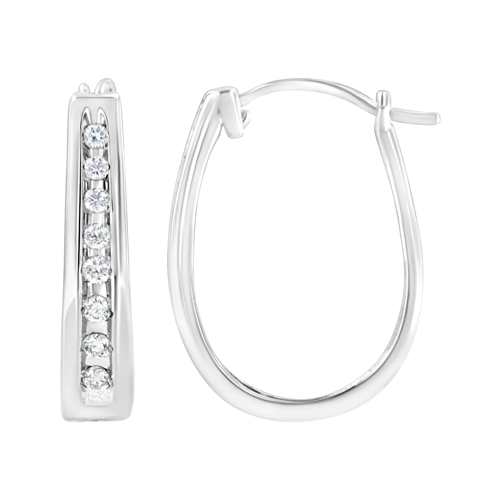 .925 Sterling Silver 1/4 Cttw Lab Grown Diamond Hoop Earring (F-G Color, VS2-SI1 Clarity) - Evallys.com # #