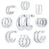 9 Pairs Gold/Sterling Silver/Rose Gold Plated Hoop Earrings Set for Women Trendy Chunky Gold Hoops 14K Real Gold Plated Small Huggie Clip-ons Earrings for Sensitive Ears Non Tarnish Jewelry - Evallys.com # #