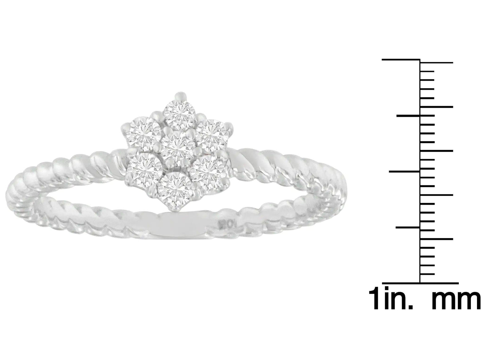 10K White Gold Diamond Cluster Ring (1/4 Cttw, H-I Color, SI1-SI2 Clarity) - Evallys.com # #