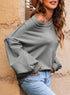 Dokotoo Women's Sweater 2024 Fall Winter Long Sleeve Casual Tops Ribbed Hem Knitwear Lantern Pullover Sweater Medium Gray - Evallys.com # #