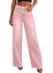 Sidefeel Women's Wide Leg Jeans High Waisted Strechy Raw Hem Denim Pants 18 Pink - Evallys.com # #