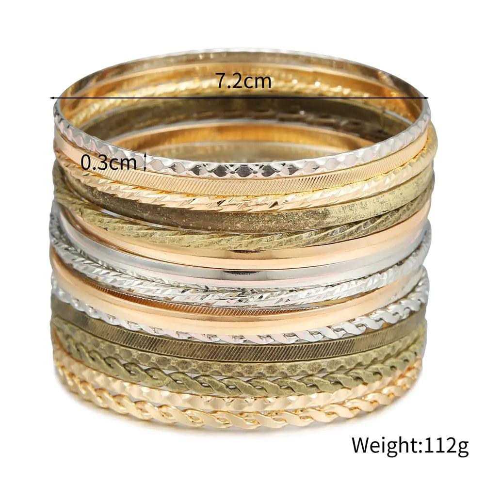 16Pcs Gold Bangle Bracelets for Women - Multi Layer Stackable Textured Bracelets Boho Jewelrys Set. B set 16pc multi - Evallys.com # #