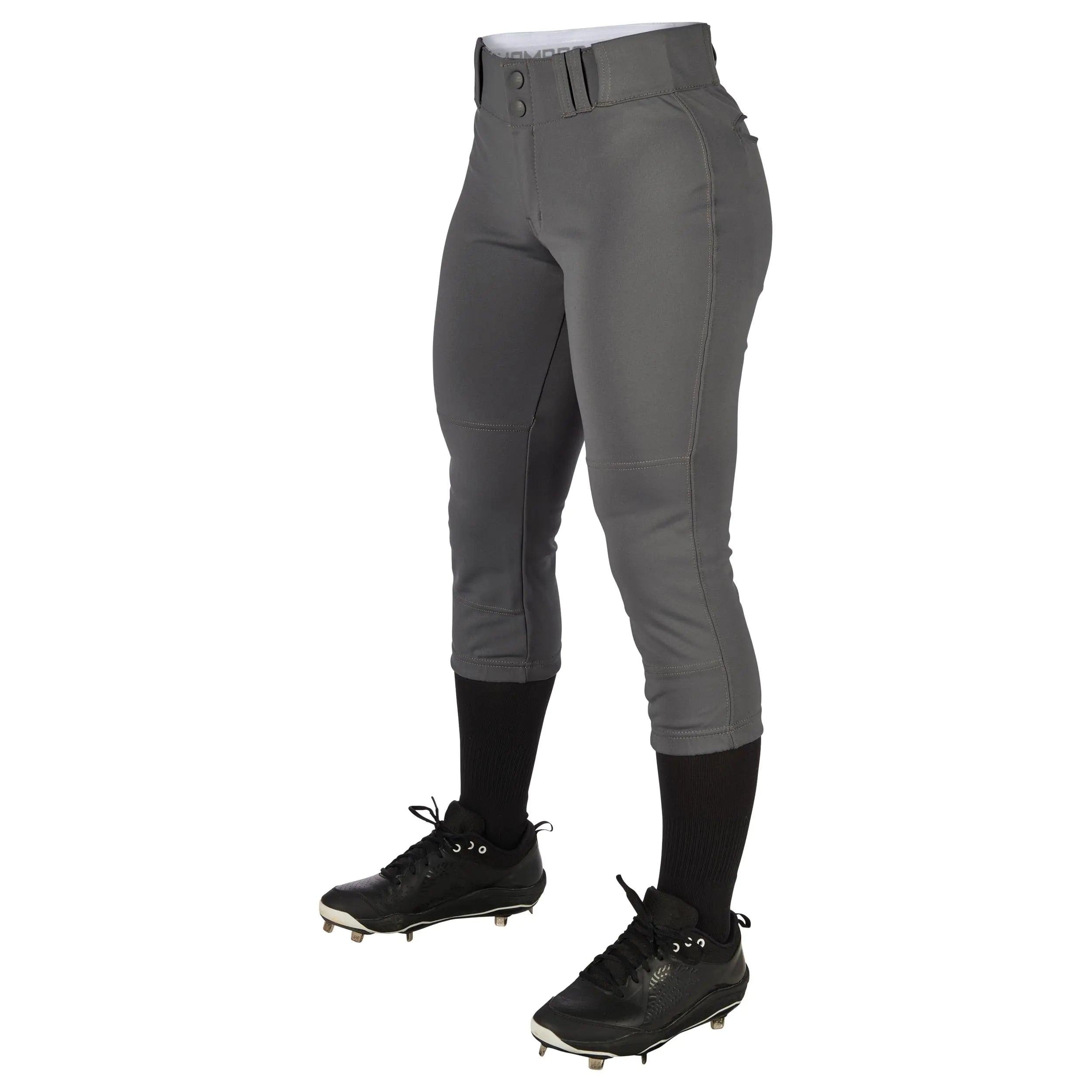 CHAMPRO Girl's Tournament Traditional Low-Rise Softball Pants Large Graphite - Evallys.com # #