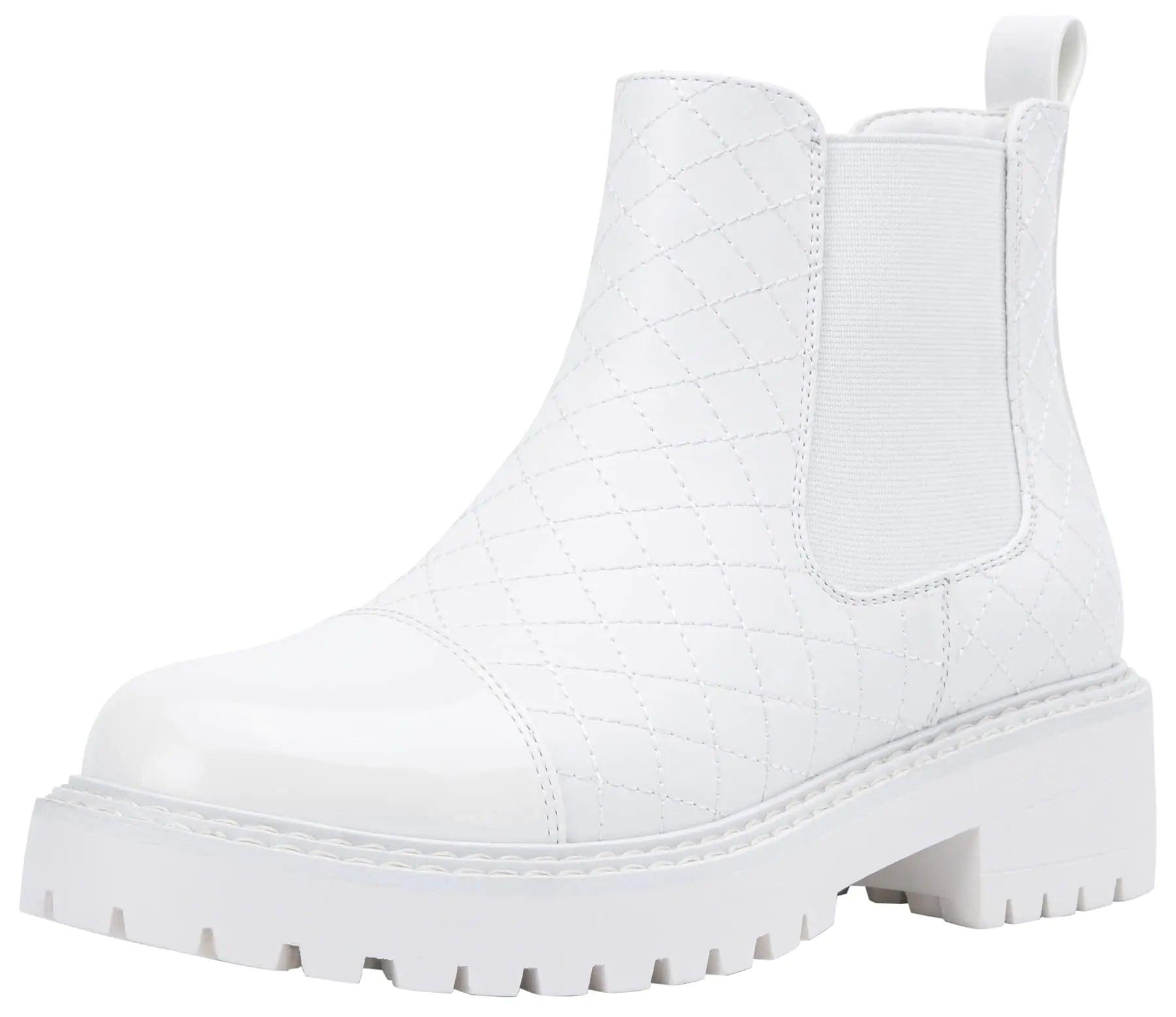 Jeossy Women's 9605 Chelsea Ankle Boots Slip on Short Booties 8.5 Chelsea Boots-9619-white - Evallys.com # #