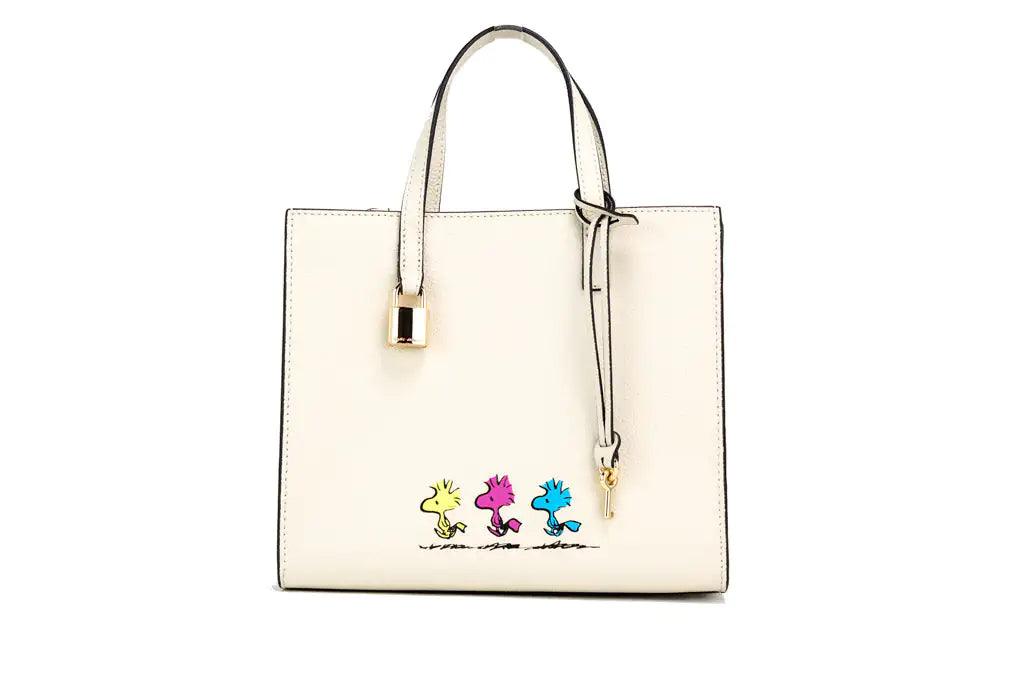 Marc Jacobs X Peanuts Small Ivory Leather Woodstock Tote - Evallys.com # #