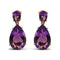 10K Yellow Gold Plated .925 Sterling Silver 12 2/5 Cttw Pear Shaped Purple Brazilian Amethyst Double Dangle and Drop Earring - Evallys.com # #