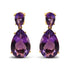 10K Yellow Gold Plated .925 Sterling Silver 12 2/5 Cttw Pear Shaped Purple Brazilian Amethyst Double Dangle and Drop Earring - Evallys.com # #