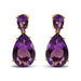 10K Yellow Gold Plated .925 Sterling Silver 12 2/5 Cttw Pear Shaped Purple Brazilian Amethyst Double Dangle and Drop Earring - Evallys.com # #