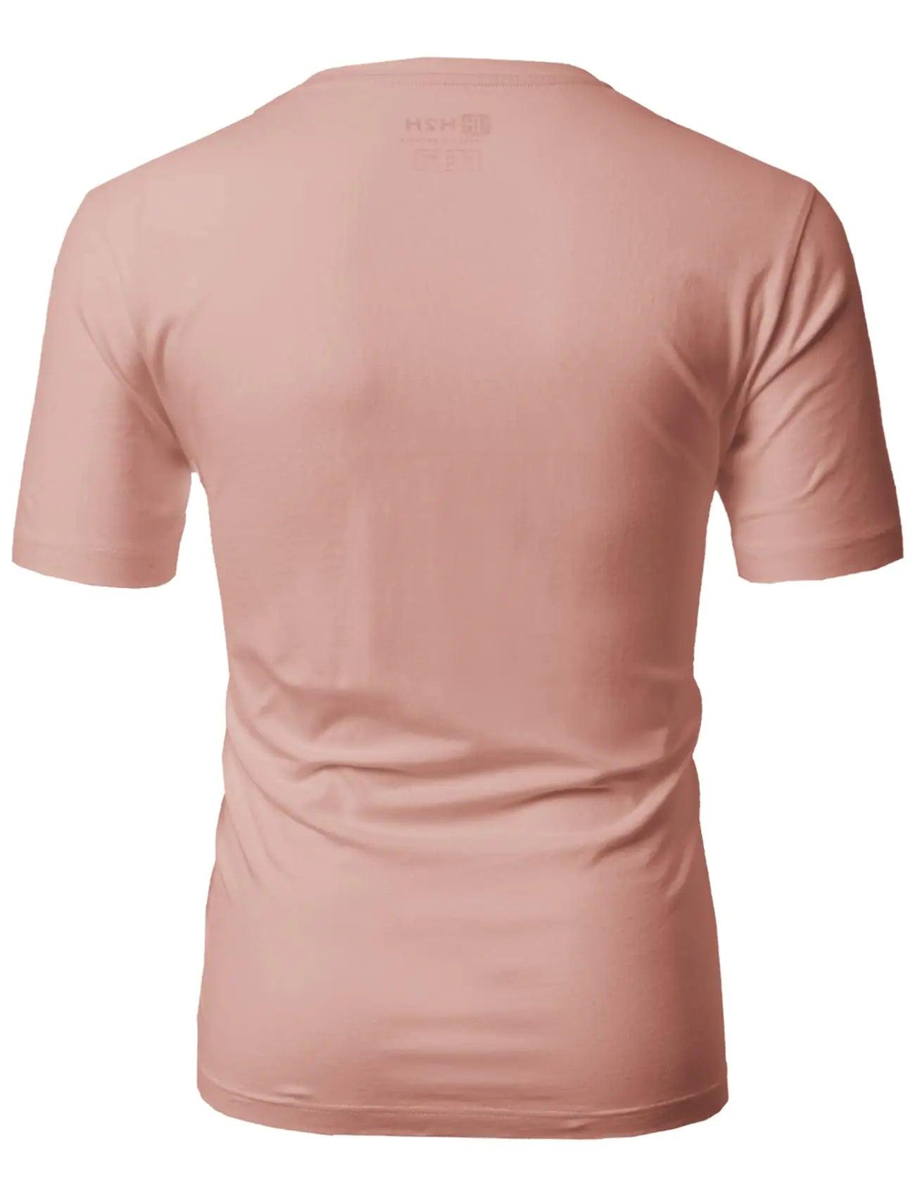 H2H Mens Casual Slim Fit Short Sleeve T-Shirts Soft Lightweight V-Neck/Crew-Neck Size XS to 3XL Cmtts0198-coralpink X-Large Tall - Evallys.com # #