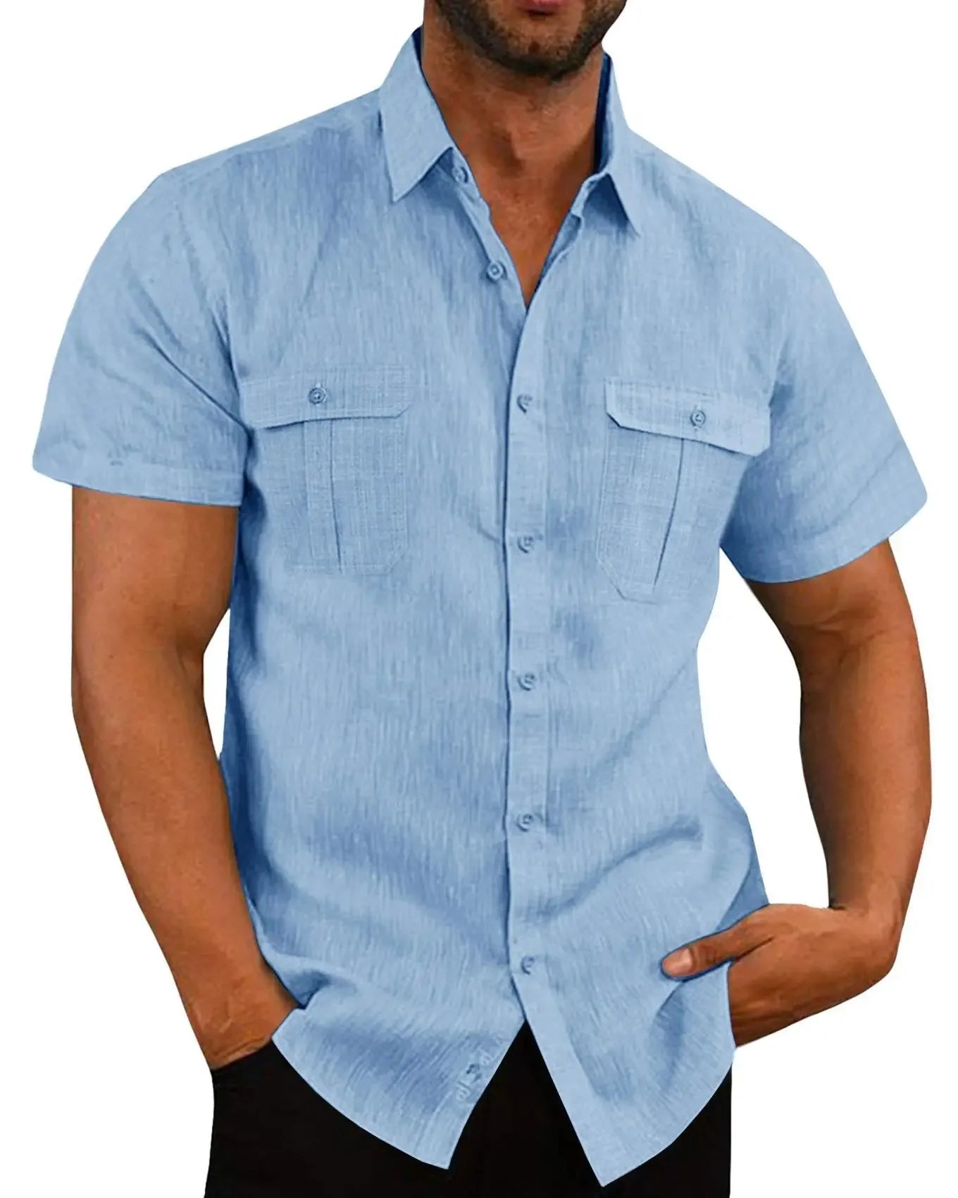 Cotton Linen Summer Shirt Men

Men’s Beach Casual Shirt

Solid Color Short Sleeve Shirt

Men’s Linen Shirt M–5XL

Stand-Up Collar Shirt for Men

Lightweight Summer Shirt for Men