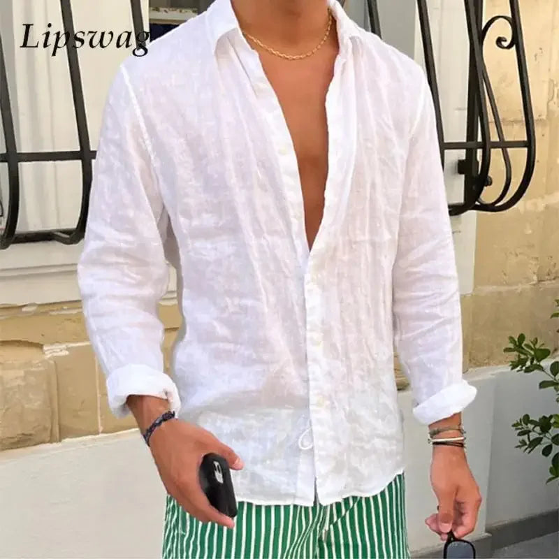 Men's Linen Long Sleeve Shirt

Beach Shirt for Men

Spring Casual Shirt

Solid Color Men’s Cardigan

Vintage Style Linen Shirt

Button-Up Beachwear Shirt

Casual Seaside Shirt Men