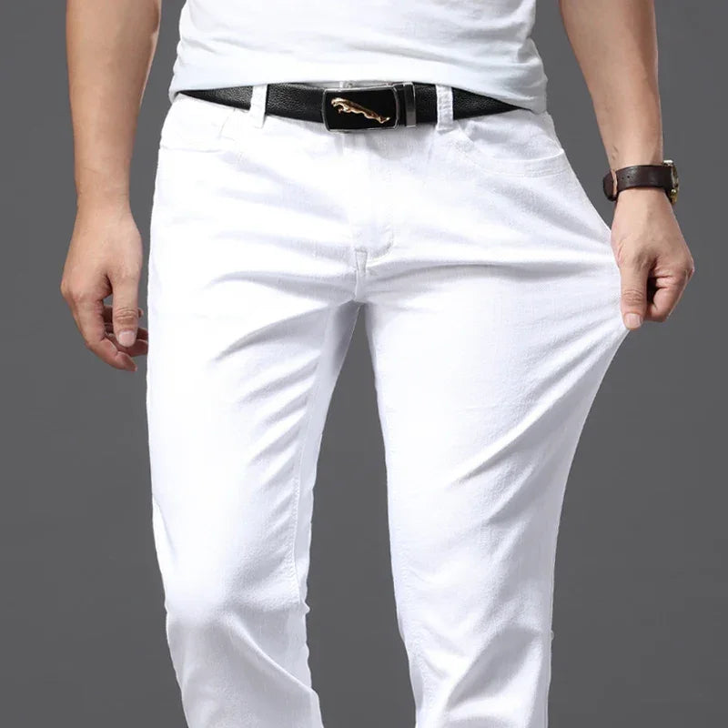 White Jeans for Men

Men’s Slim Fit White Denim

Stretch White Pants for Men

Men’s Casual White Jeans

Soft Lightweight Denim Trousers

Zipper Fly White Jeans

Brother Wang Jeans

Asian Style Men’s Pants