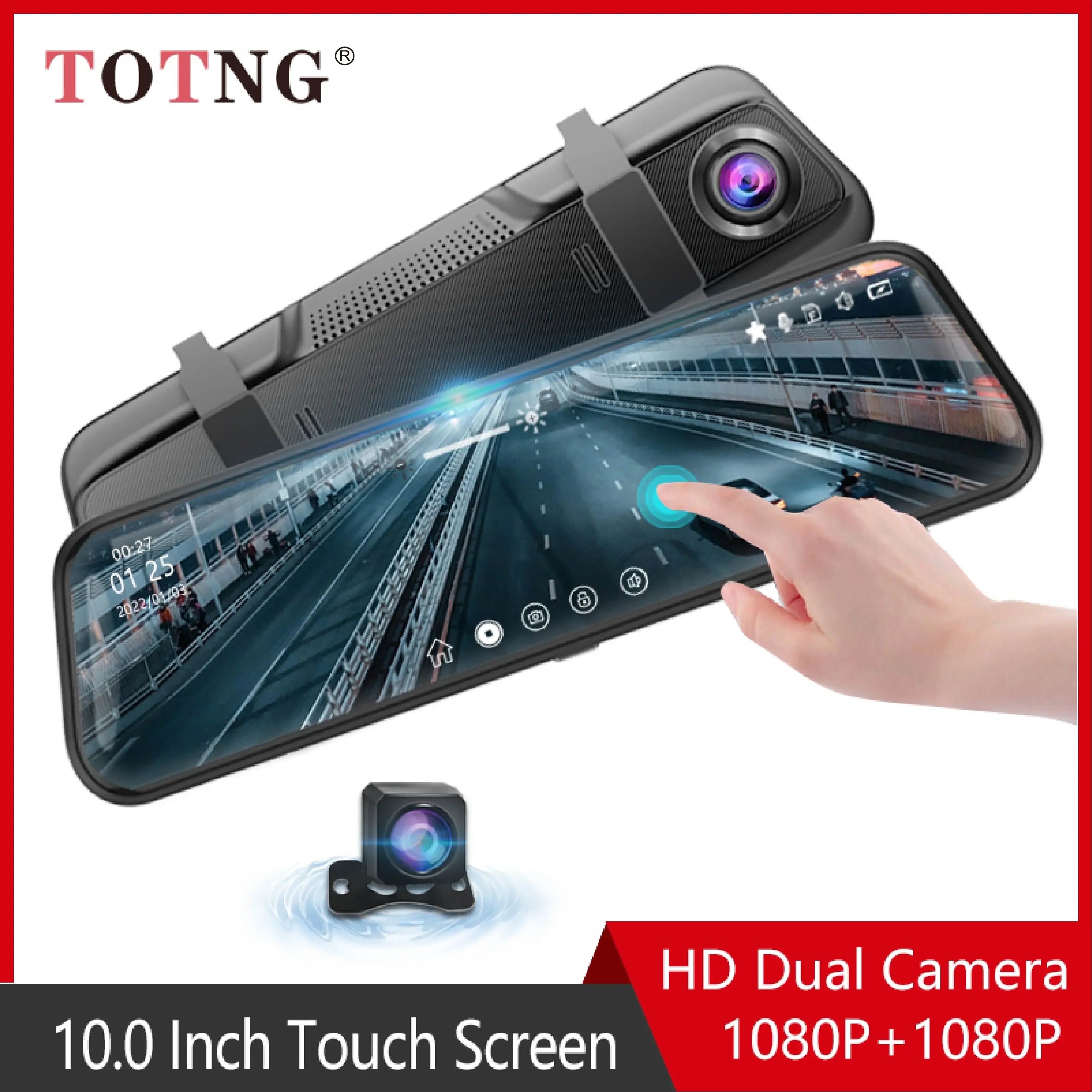 Mirror Dash Cam with Front and Rear Camera